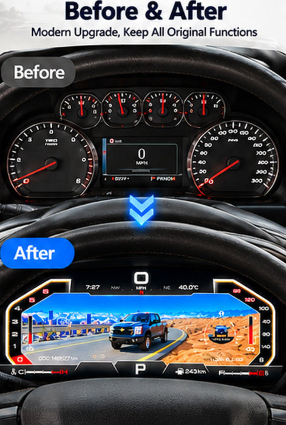 NEW Upgrade Chevrolet Silverado / GMC Series 2014 - 2018 12.3" LCD Digital Instrument Cluster Car Panel Speedometer Virtual Cockpit