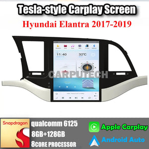 10.4" For Hyundai Elantra 2017-2019 Car Radio Headunit Stereo Carplay Upgrade Tesla Style Screen Android Auto GPS Navigation Multimedia Player Carputech