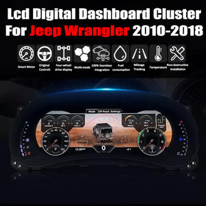 12.3" LCD Digital Dashboard Cluster For Jeep Wrangler 2010-2018 Car Panel Speedometer Virtual Cockpit Carputech