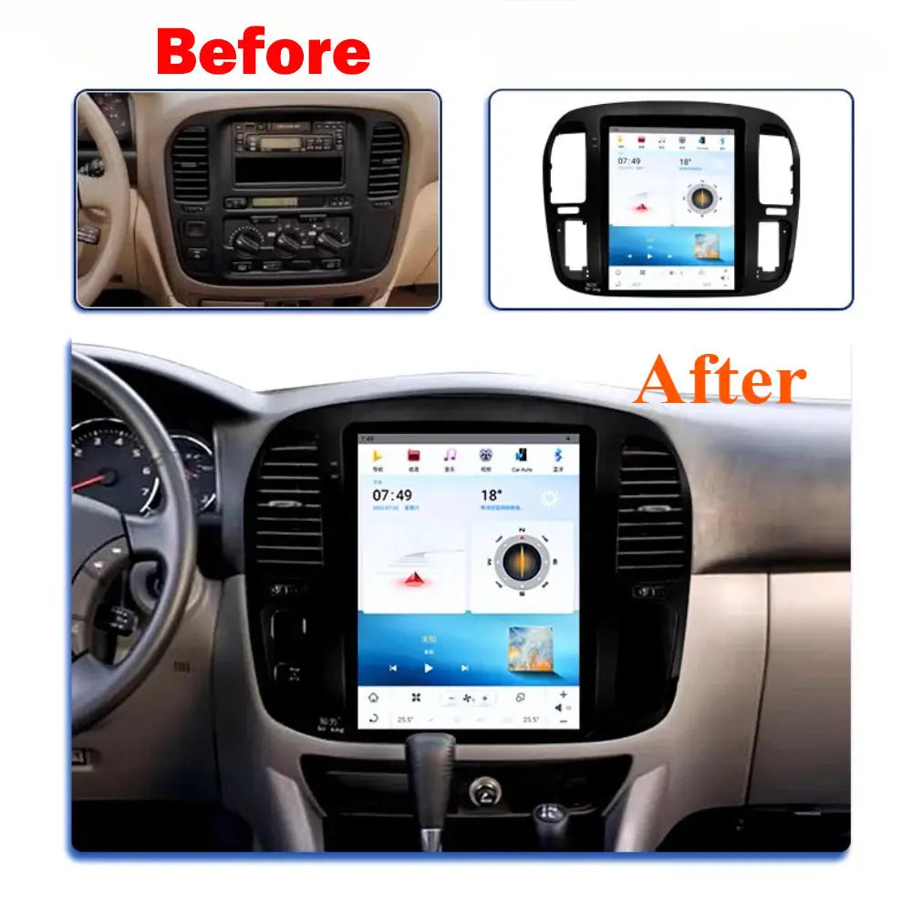 12.1" For Toyota Land Cruiser 1998-2002 Car Radio Headunit Stereo Carplay Upgrade Tesla Style Screen Android Auto GPS Navigation Multimedia Player Carputech