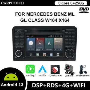 Carputech Car Radio 2 Din Android 12 8G+128G For Mercedes Benz ML GL Class W164 X164 Qualcomm DVD GPS CarPlay WIFI 4G Bluetooth DSP Carputech