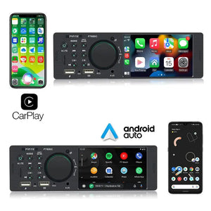 1 Din 4" CarPlay Car Radio Bluetooth Android-Auto MP5 Player Handfree A2DP USB Stereo Audio System Multimedia Head Unit Carputech