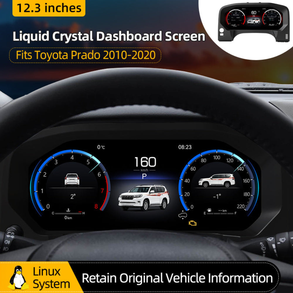 For Toyota Prado 2010-2020 12.3" LCD Digital Dashboard Cluster Car Panel Speedometer Virtual Cockpit