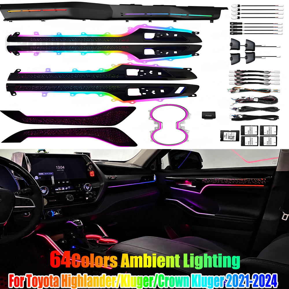 Upgrade Led Car Interior Ambient Lighting for Toyota Highlander / Kluger 2021-2024 Trim Decoration Accessories