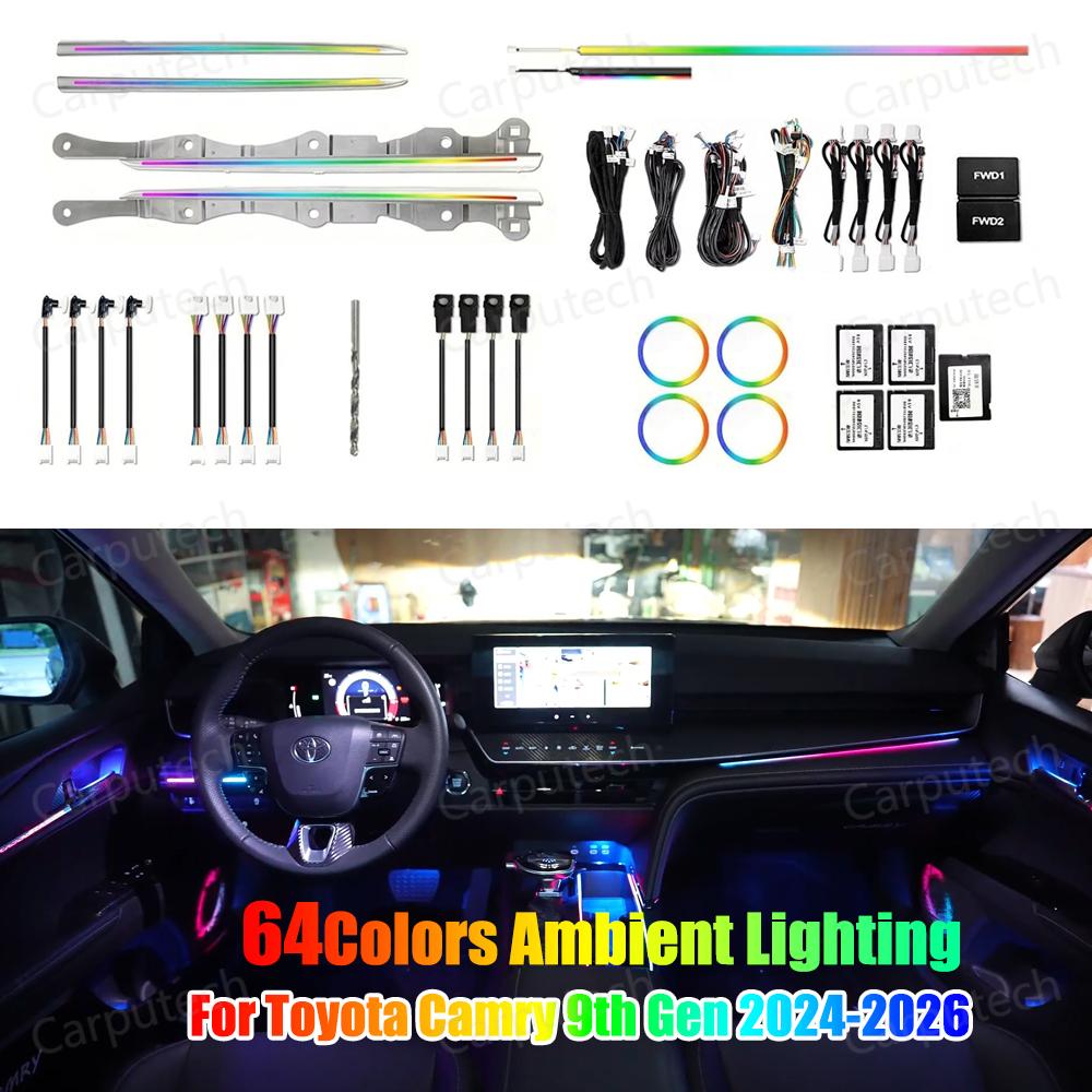 64 Colors Dynamic Ambient Light for Toyota Camry 9th Gen 2024-2026 Car Interior LED Lighting Upgrade Kit Accessories