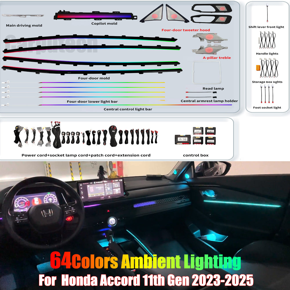 For Honda Accord 11th Gen 2023-2025 64 Color Symphony Car Interior Ambient Lighting Trim Decoration Accessories