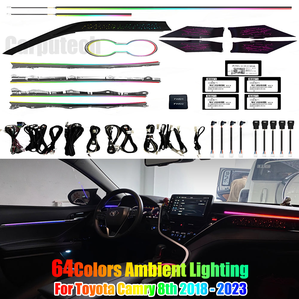 64 Colors Ambient Lighting Upgrade Kit for Toyota Camry 8th 2018 - 2023 Interior LED Light Accessories