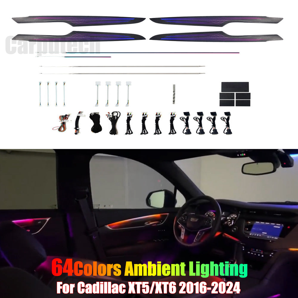 For Cadillac XT5 XT6 2016-2024 Symphony Car Interior Ambient Lighting 64 Color Trim Decoration Accessories