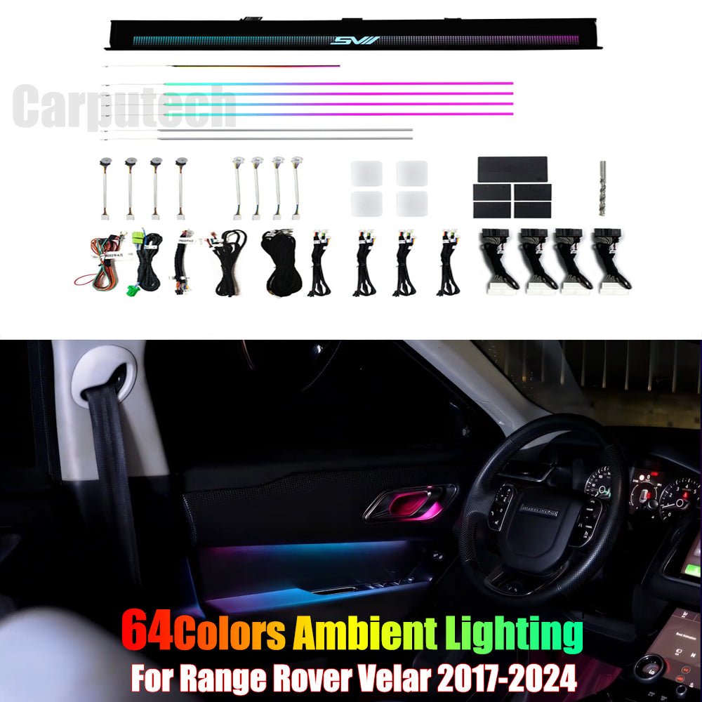 For Range Rover Velar 2017-2024 64 Color Symphony Car Interior Ambient Lighting Trim Decoration Accessories