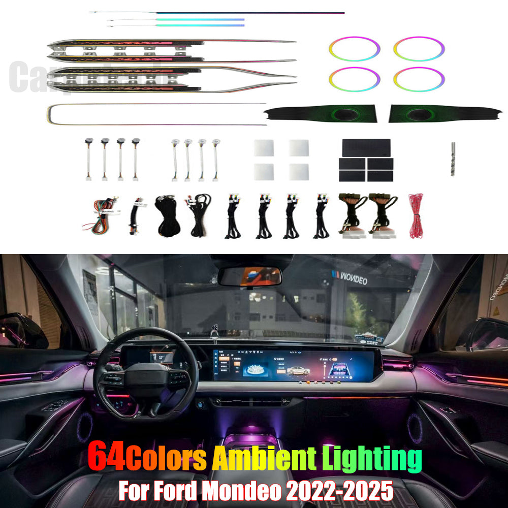 For Ford Mondeo 2022-2025 Symphony Car Interior Ambient Lighting 64 Color Trim Decoration Accessories
