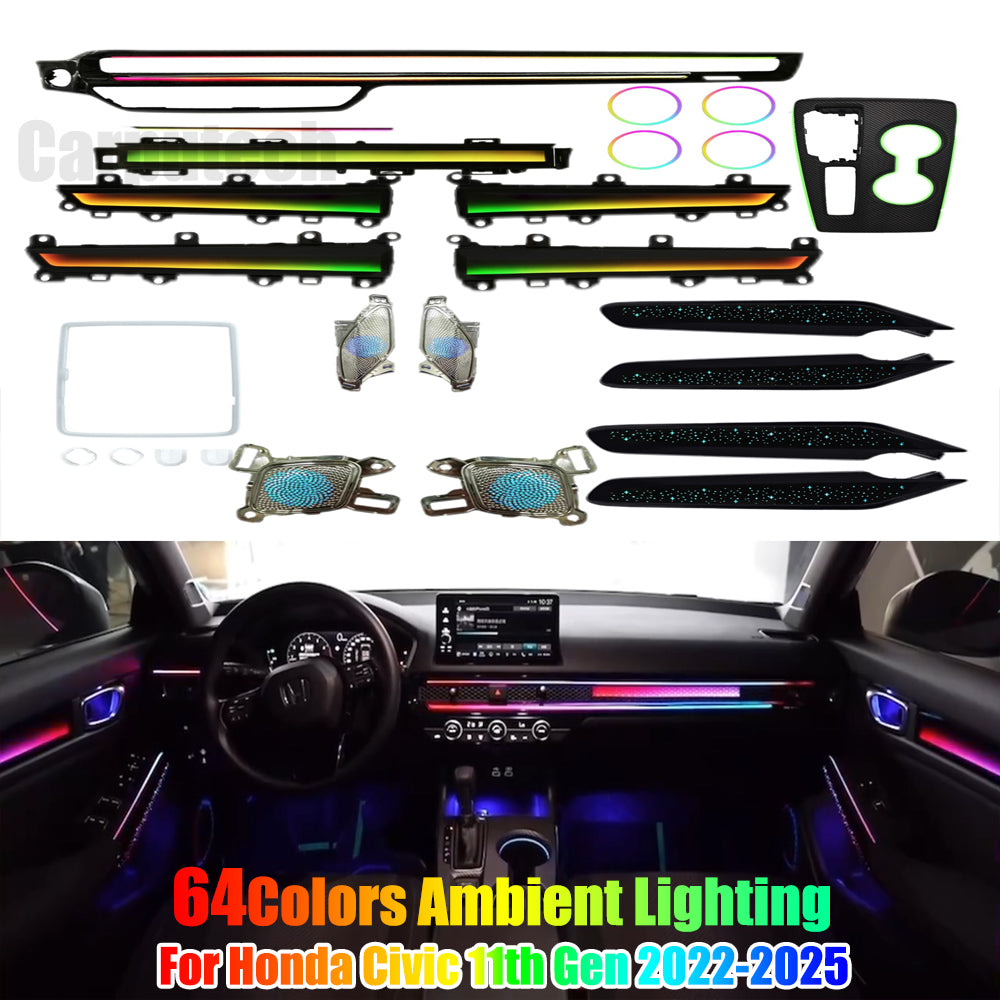 Upgrade 64 Colors Ambient Lighting Kit for Honda Civic 11th Gen 2022-2025 Interior LED Light Accessories