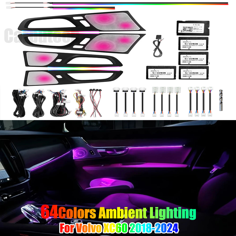 Upgrade LED Car Interior Ambient Lighting for Volvo XC60 2018-2024 Strip Accessories Decoration