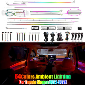 Upgrade Symphony Led Car Interior Ambient Lighting for Toyota Sienna 2021-2024 Strip Decoration Accessories Carputech