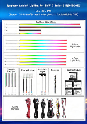 Symphony LED Car Interior Ambient Lighting for BMW 7 Series G11 G12 2015-2023 Atmosphere Strip Accessories Upgrade Carputech
