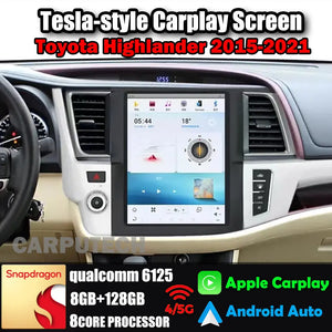 12.1" Qualcomm For Toyota Highlander 2015-2021 Car Radio Stereo Carplay Upgrade Tesla Style Screen Android Auto GPS Navigation Multimedia Player Carputech