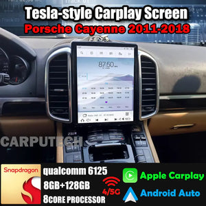 10.4" Qualcomm For Porsche Cayenne 2011-2018 Car Radio Stereo Carplay Upgrade Tesla Style Screen Android Auto GPS Navigation Multimedia Player Carputech