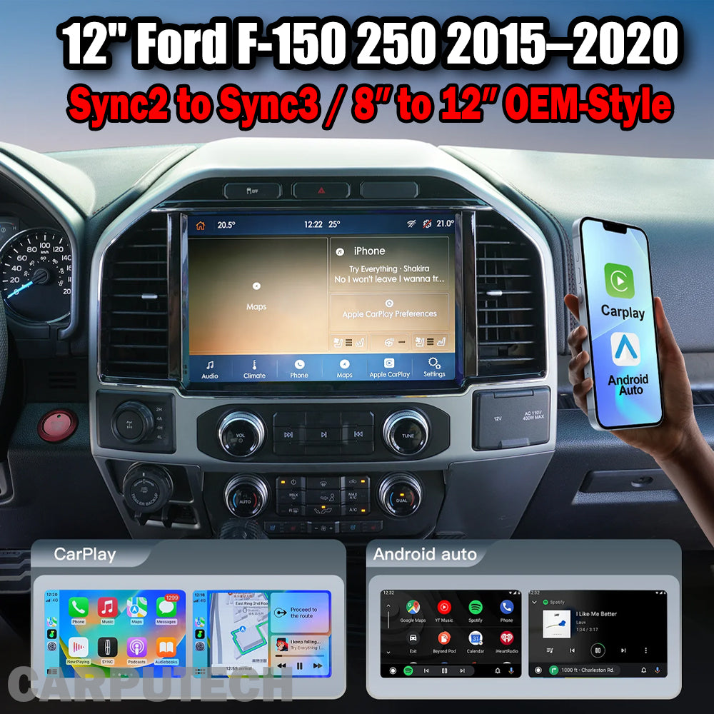 Ford F-150 250 2015–2020 Sync2 to Sync3 8″ to 12″ OEM-Style Lincoln Screen Upgrade Infotainment Navigation System Car Multimedia Touch Screen Head Unit Car Radio