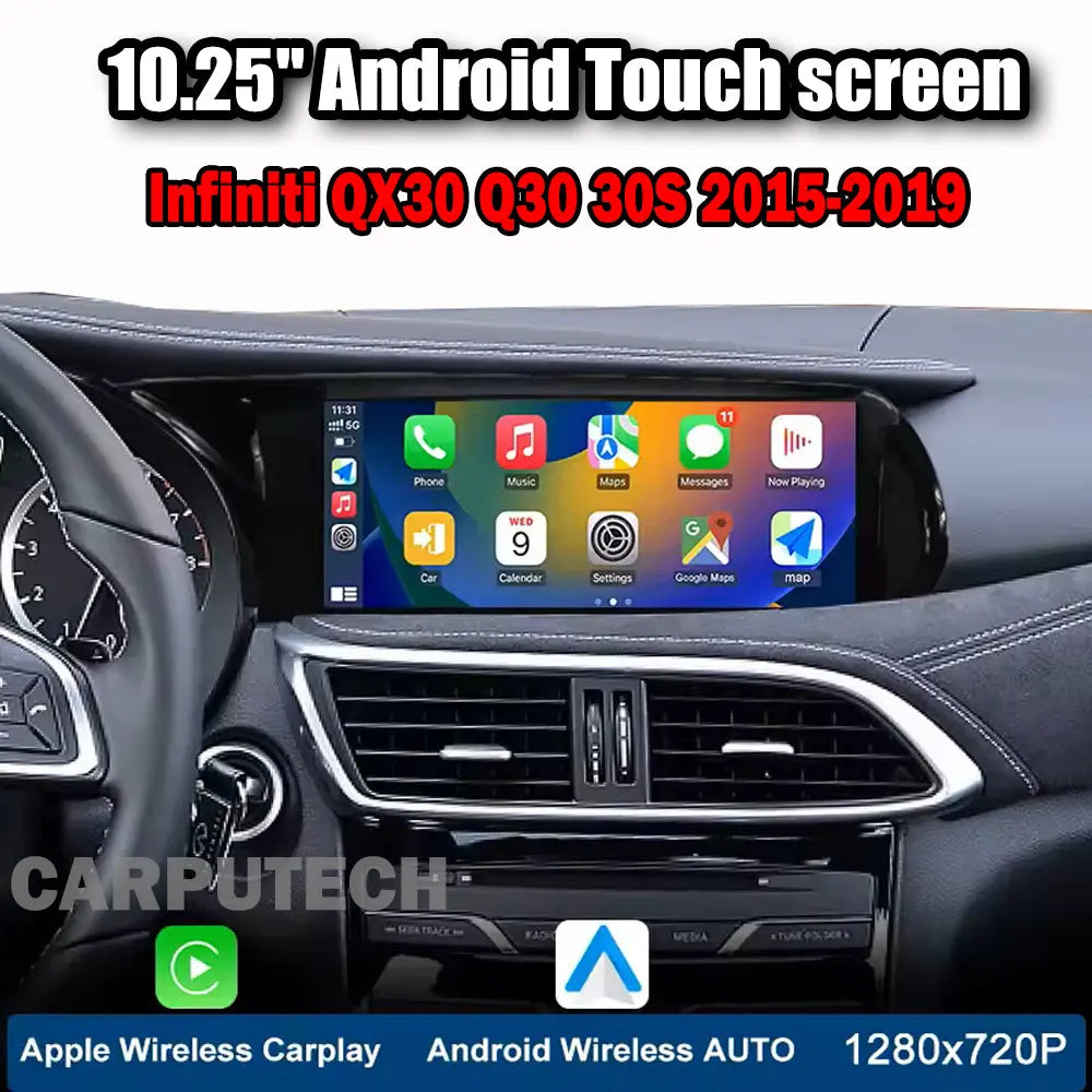 10.25 "Android 14 Infiniti QX30 Q30 2015-2019 Navigation Screen Car Radio Multimedia Player Carputech