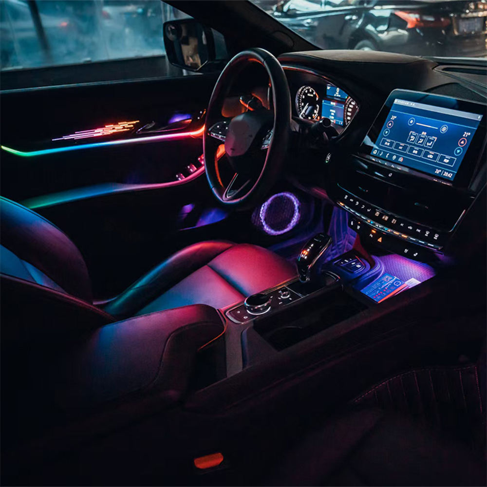 For Cadillac CT5 2020-2025 Symphony Car Interior Ambient Lighting 64 Color Trim Decoration Accessories Piano Black Mold