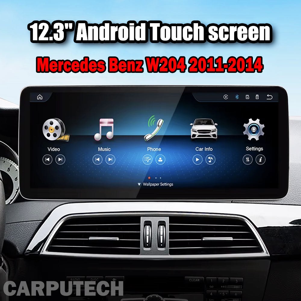 For Mercedes Benz C Class W204 S204 2011-2014 | Wireless CarPlay & Android Auto | 12.3 Inch Touch Screen