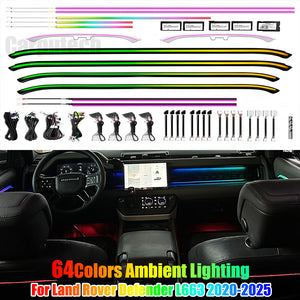 64 Colors Dynamic Ambient Light for Land Rover Defender (L663) 2020-2025 Interior Lighting Upgrade Accessories Carputech