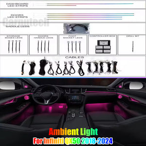 Car Ambient Lighting Led Upgrade Interior Ambient Lighting for Infiniti QX50 2018-2024 Carputech