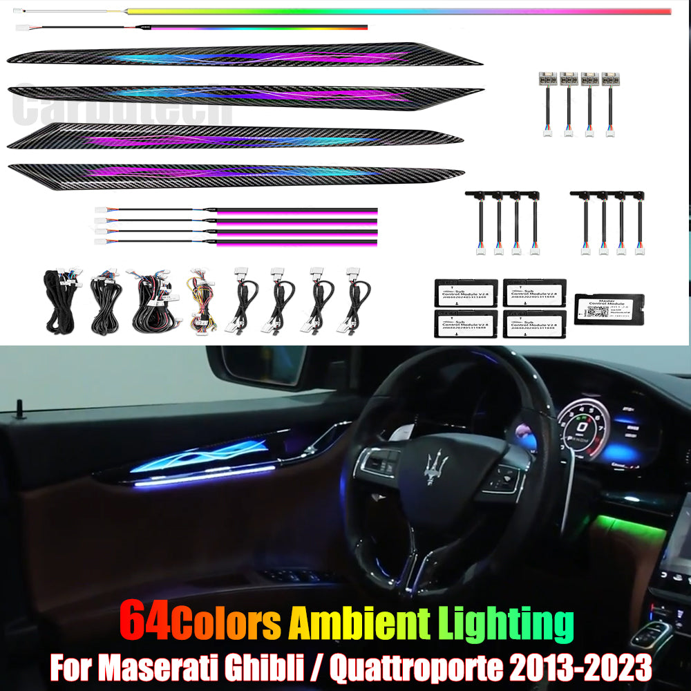 For Maserati Ghibli / Quattroporte 2013-2023 Dynamic Symphony Car Interior Ambient Lighting 64 Color Trim Decoration Accessories