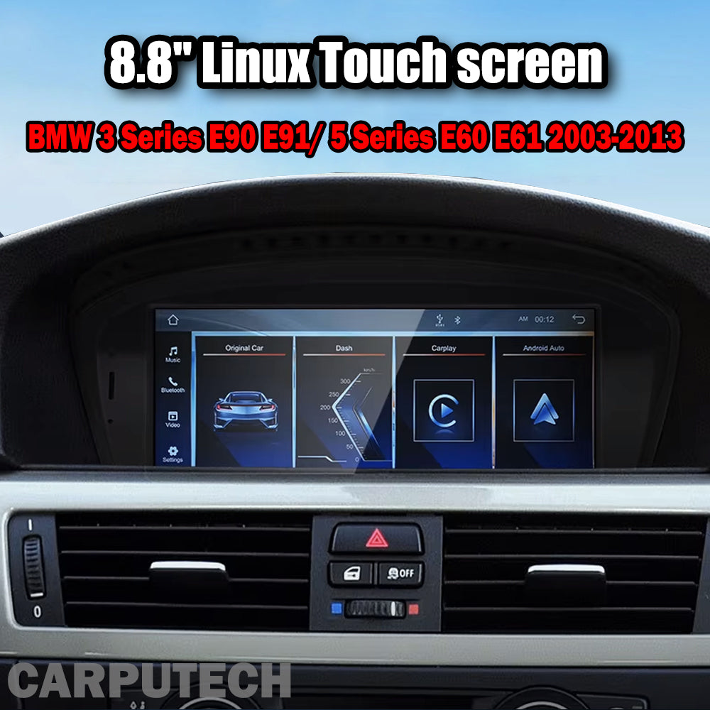 Pour BMW Série 3, Série 5 CCC, E60/E63/E64/E90/E91/E92/E93 (2003-2013) : Linux CarPlay et Android Auto sans fil, écran 8,9 pouces | Écran tactile HD 1920 x 720 | Conserve l'iDrive d'origine