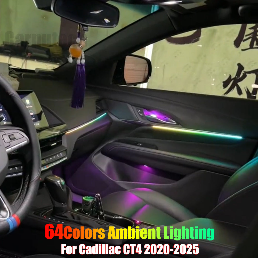 For Cadillac CT4 2020-2025 Symphony Car Interior Ambient Lighting 64 Color Trim Decoration Accessories