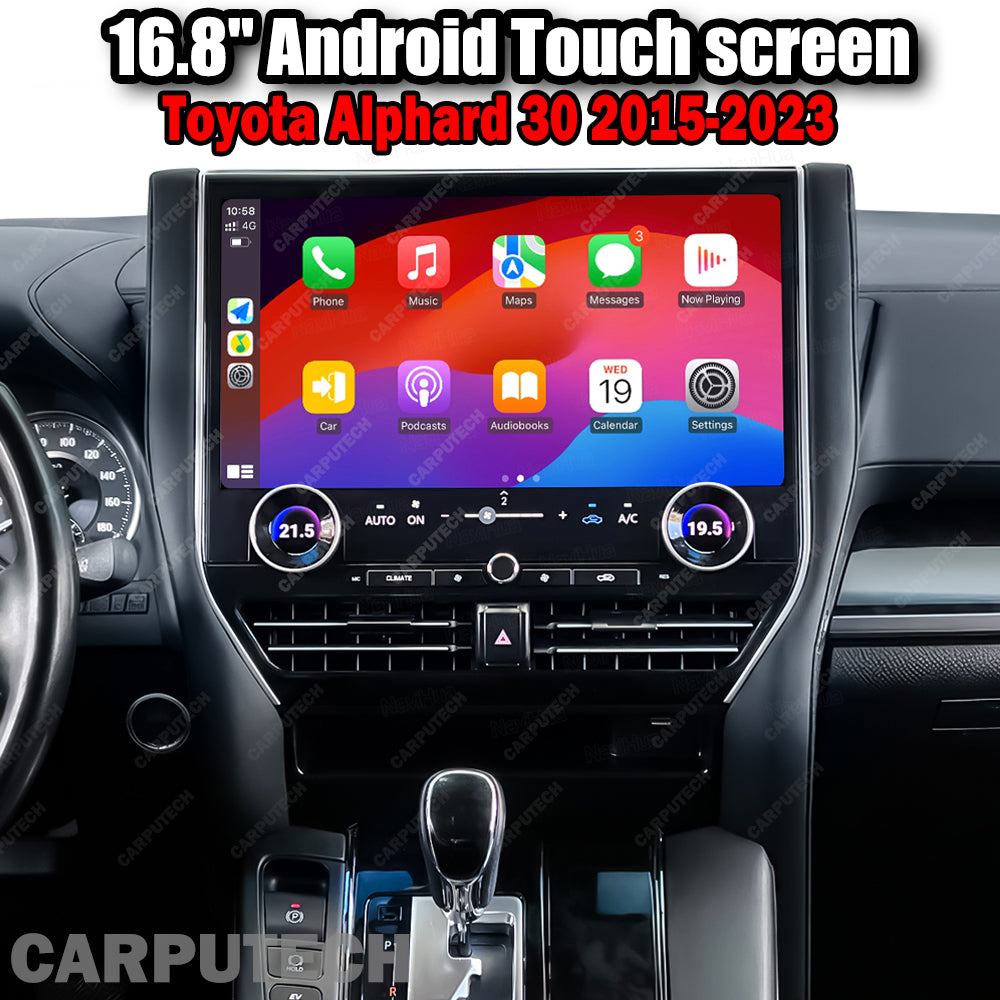 16.8'' For Toyota Alphard 30 2015-2023 Infotainment Navigation System Car Multimedia Touch Screen Head Unit Android14 Car Radio GPS