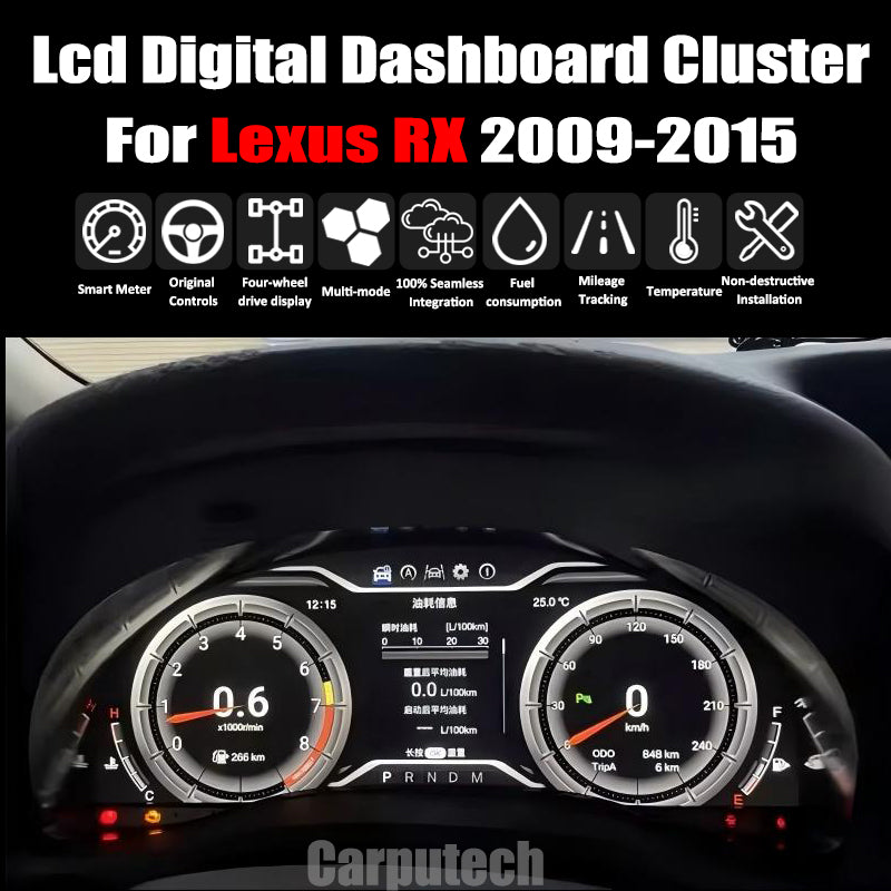 For Lexus RX 2009-2015 LCD Digital Dashboard Cluster Car Panel Speedometer Virtual Cockpit Carplay