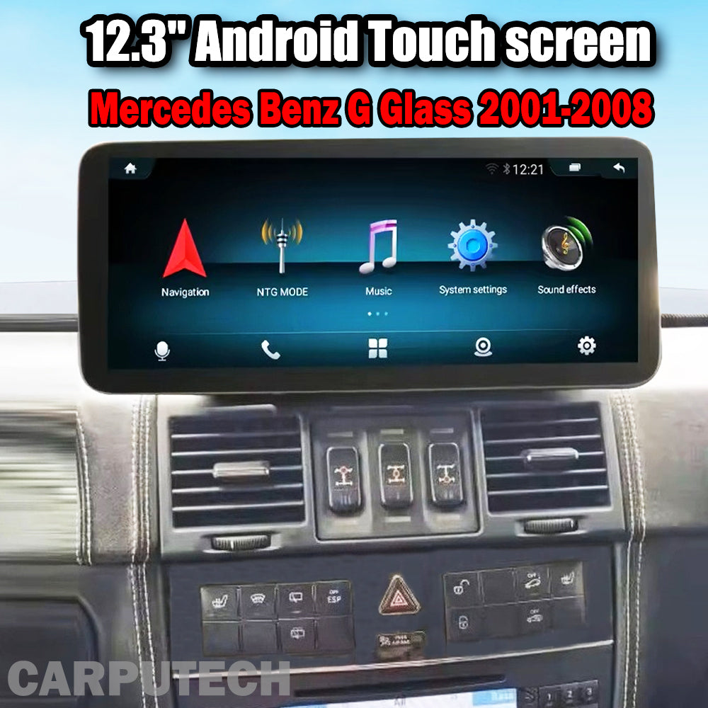 12.3'' For Mercedes Benz G Glass W463 W461 W467 G500 G550 2001-2008 Android Screen Infotainment Navigation System Car Multimedia Touch Screen Head Unit Car Radio GPS