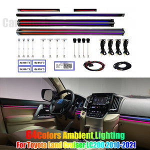 64 Colors Dynamic Ambient Lighting for Toyota Land Cruiser LC200 2010-2021 Interior LED Lighting Upgrade Accessories Carputech