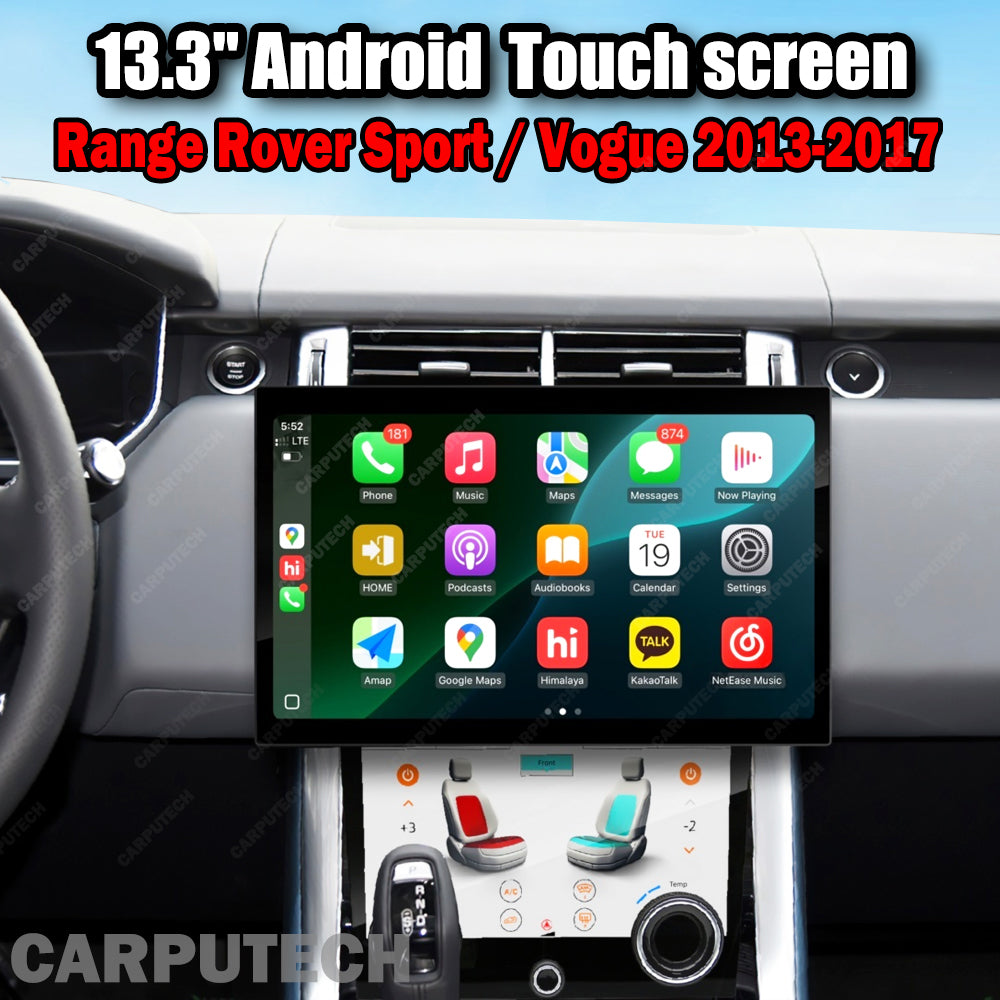 13.3" Touch Screen For Range Rover Sport / Vogue L494 L405 2013-2017 Android 13 Multimedia Player Car GPS Radio Wireless Carplay Android Auto Original Car OEM Menu Land Rover