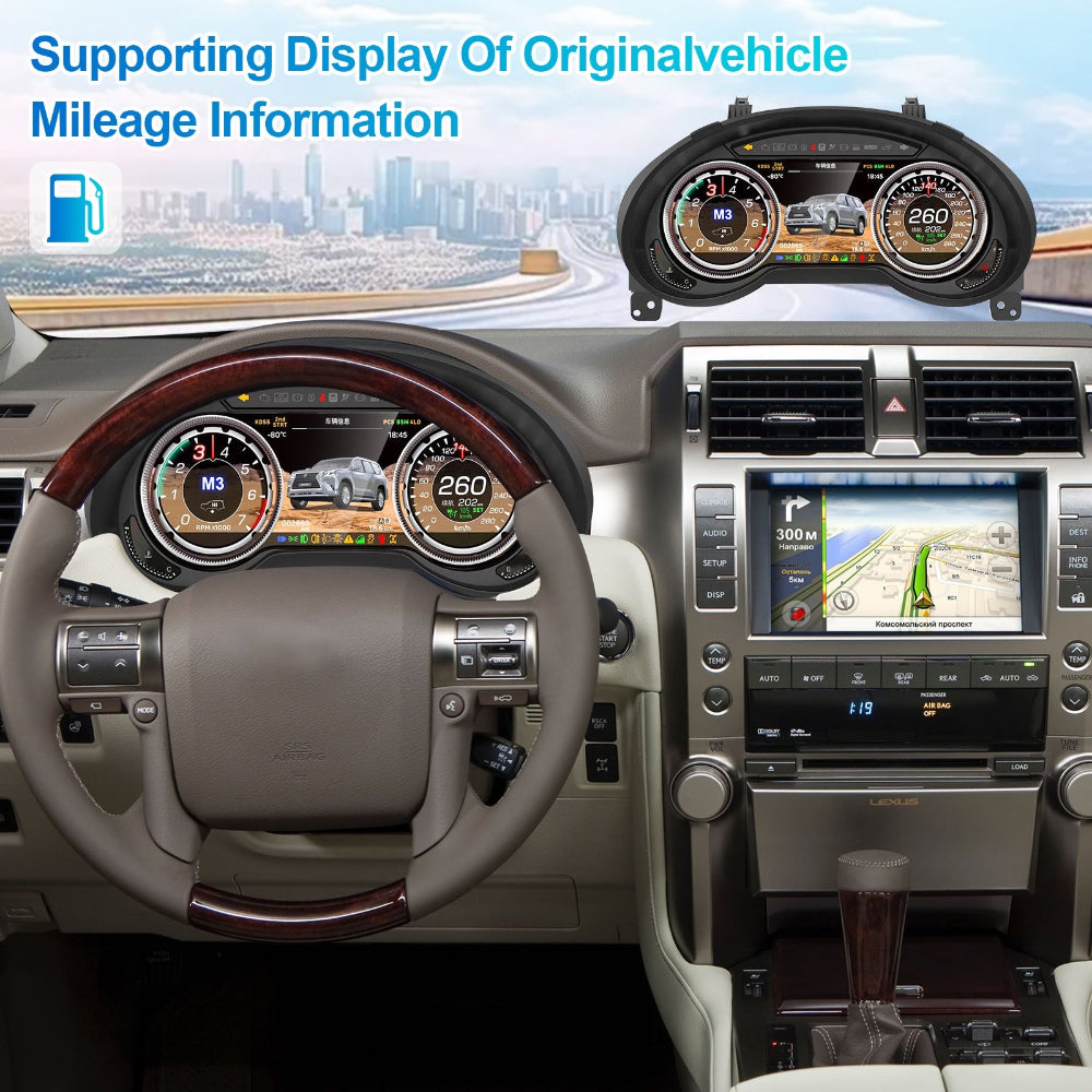 For Lexus GX400 GX460 2009-2020 12.3" LCD Digital Dashboard Cluster Car Panel Speedometer Virtual Cockpit Carputech
