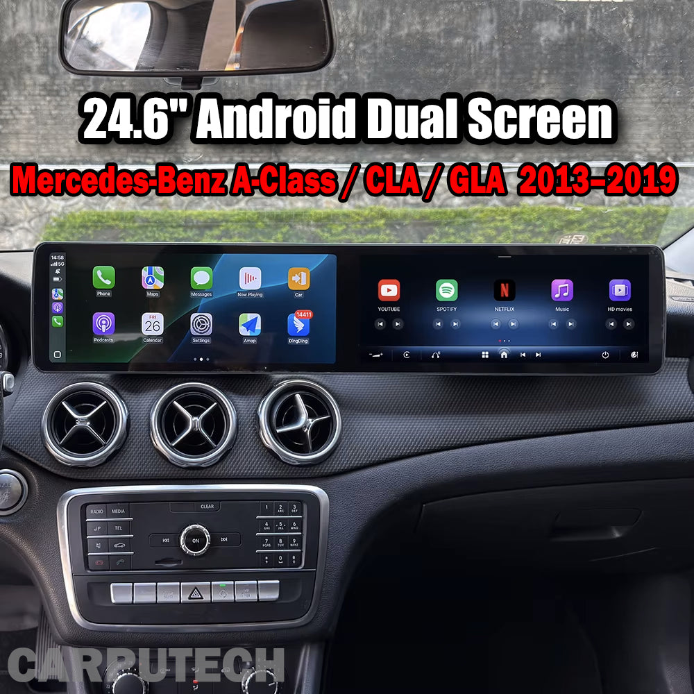 24.6'' For Mercedes-Benz A-Class / CLA / GLA W176 / C117 / X117 / X156 2013–2019 Android Dual Screen Infotainment Navigation System Car Multimedia Head Unit Car Radio GPS