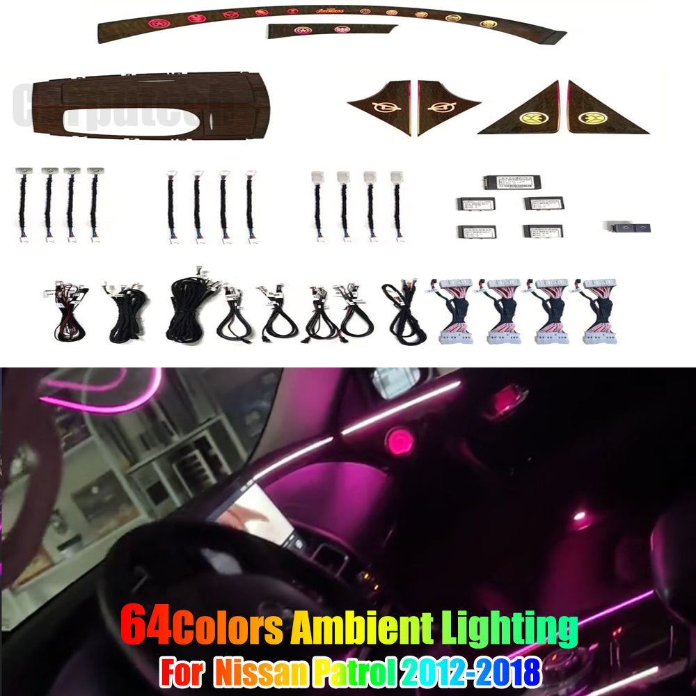 Upgrade 64 Color Symphony Car Interior Ambient Lighting for Nissan Patrol 2012-2018 Trim Decoration Accessories
