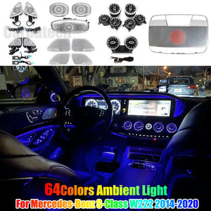 Full Set 64 Colors Ambient Lighting Kit for Mercedes Benz S-Class W222 2014-2020 Carputech