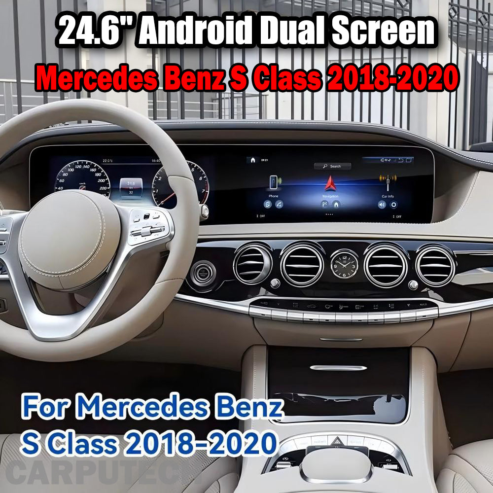 24.6'' For Mercedes Benz S Class 2018-2020 Android Dual Screen Infotainment Navigation System Car Multimedia Head Unit Car Radio GPS