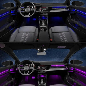 Upgrade Symphony 256 colors Led Car Interior Ambient Lighting Decoration for Audi A3 2021-2024 Carbon Fiber Pattern Trim Accessories Carputech