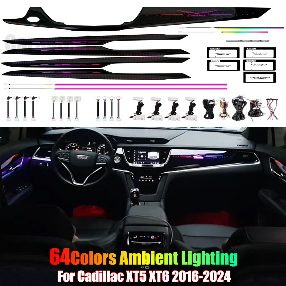 Ambient Lighting Upgrade Kit for Cadillac XT5 XT6 2016-2024 Interior LED Light Accessories Trim Panel