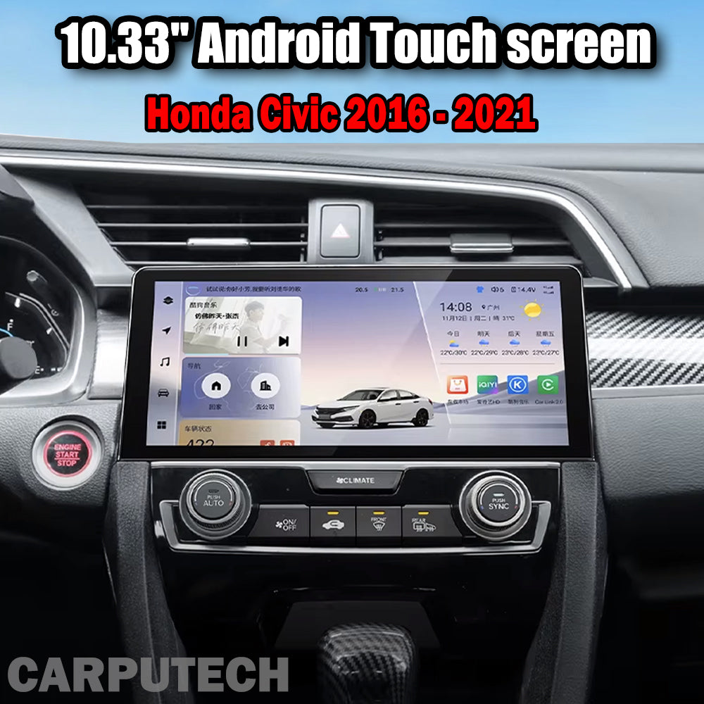 10.33'' For HONDA CIVIC 2016-2021 Dual System Android Screen Infotainment Navigation System Car Multimedia Touch Screen Head Unit Car Radio GPS