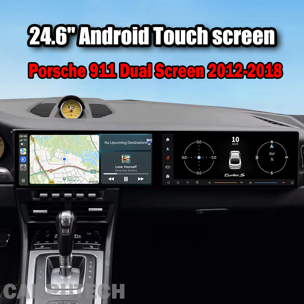 24.6'' Dual Screen For Porsche 911 2012-2018 Android Screen Infotainment Navigation System Car Multimedia Touch Screen Head Unit Car Radio GPS
