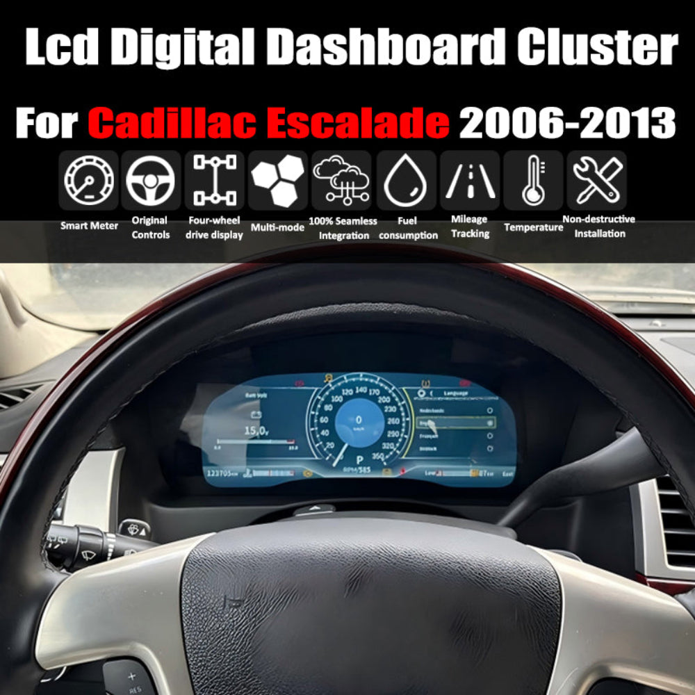 12.3" LCD Digital Dashboard Cluster For Cadillac Escalade 2006 - 2013 Car Panel Speedometer Virtual Cockpit