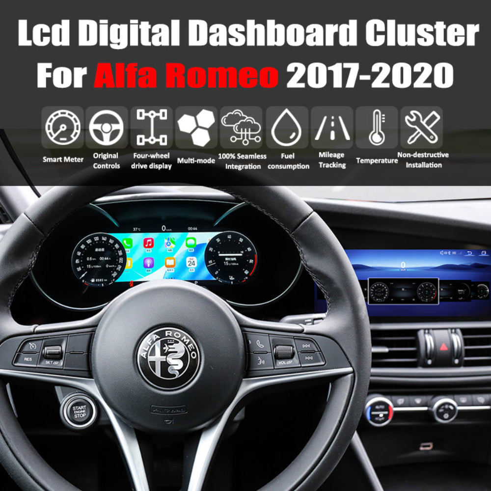 For Alfa Romeo 2017-2020 12.3" LCD Digital Dashboard Cluster Car Panel Speedometer Virtual Cockpit