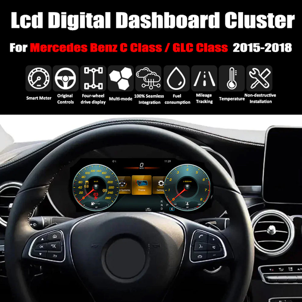 For Mercedes Benz C Class W205/ GLC Class X253 2015-2018 NTG 5.0 12.3" Carplay LCD Digital Dashboard Cluster Car Panel Speedometer Virtual Cockpit