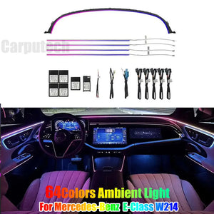 New 64 Colors Ambient Lighting For Mercedes Benz E-Class W214 2024-2025 Dynamic Active Interior LED Ambience Lights Carputech