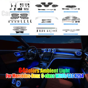Full Set 64 Colors Car Interior LED Lighting Car Ambient Lighting Kit for Mercedes Benz C-class W206 / GLC X254 2022-2025 Carputech