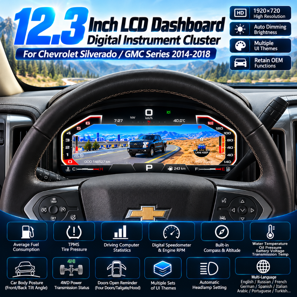 NEW Upgrade Chevrolet Silverado / GMC Series 2014 - 2018 12.3" LCD Digital Instrument Cluster Car Panel Speedometer Virtual Cockpit