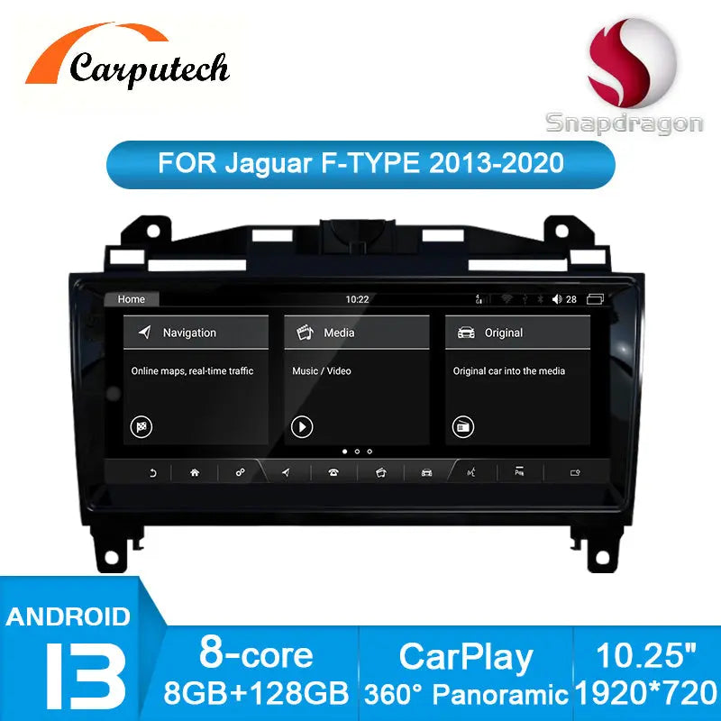For Jaguar F-Type 2012 - 2019 Carputech Android 13 Car Multimedia Player GPS Navigation 10.25 Inch Car Radio Stereo carplay Android Auto DSP Carputech